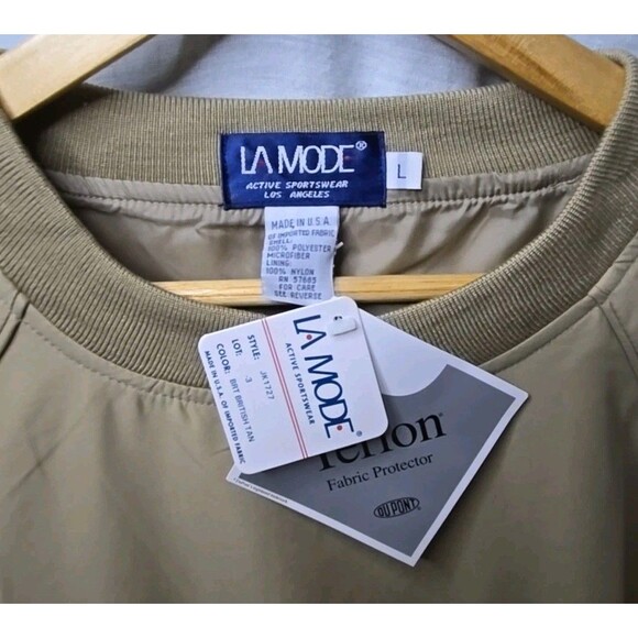 Vtg La Mode Active Sportswear Windbreaker Golf, Sz Large, DA Veterans, Tan, NWT - Picture 5 of 9